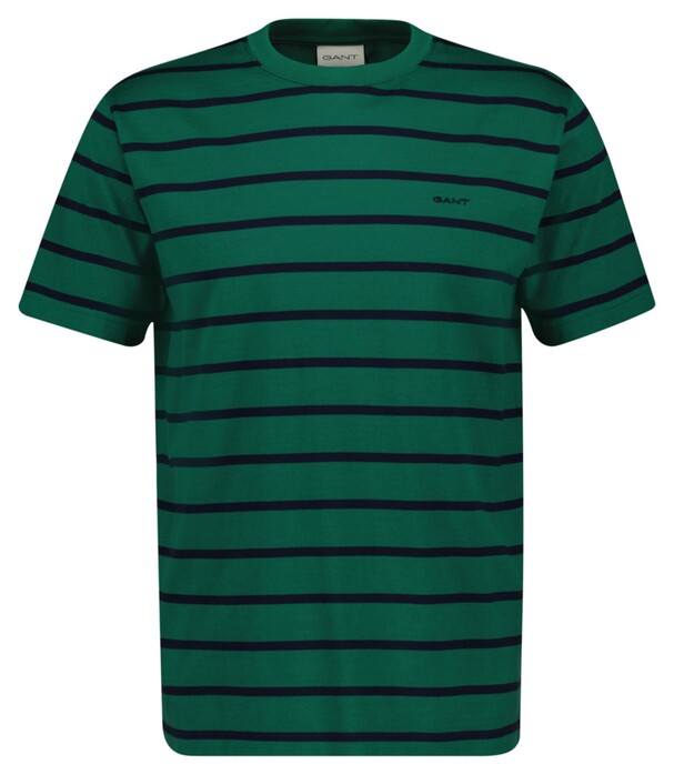 Gant Striped Short Sleeve Crew Neck T-Shirt Deep Forest Green