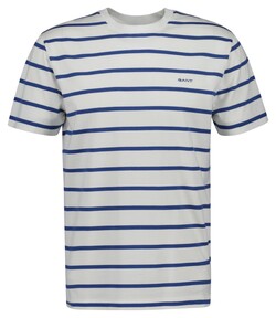 Gant Striped Short Sleeve Crew Neck T-Shirt Eggshell