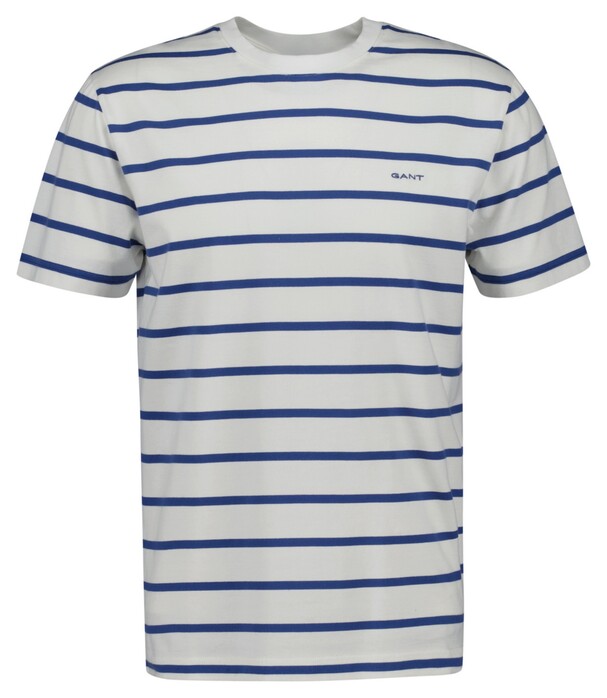 Gant Striped Short Sleeve Crew Neck T-Shirt Eggshell