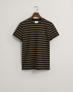 Gant Striped Short Sleeve Crew Neck T-Shirt Zwart