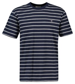 Gant Striped Short Sleeve Organic Cotton Crew Neck T-Shirt Avond Blauw