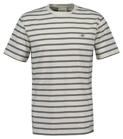 Gant Striped Short Sleeve Organic Cotton Crew Neck T-Shirt Cream