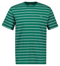 Gant Striped Short Sleeve Organic Cotton Crew Neck T-Shirt Diep Groen