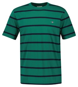Gant Striped Short Sleeve Organic Cotton Crew Neck T-Shirt Diep Groen