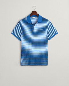 Gant Striped Short Sleeve Piqué Polo Rich Blue