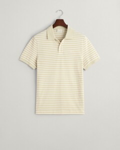 Gant Striped Short Sleeve Piqué Polo Silky Beige