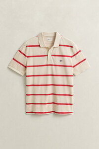 Gant Striped Short Sleeve Polo Creamed White