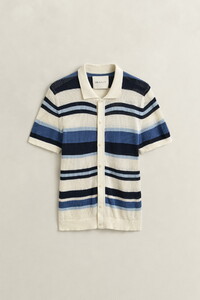 Gant Striped Texture Polo Shirt Poloshirt Vintage Blue