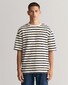 Gant Striped Textured Small Logo Embroidery T-Shirt Crème