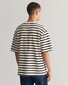 Gant Striped Textured Small Logo Embroidery T-Shirt Crème
