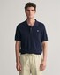 Gant Structured Organic Cotton Short Sleeve Polo Sweater Avond Blauw