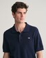 Gant Structured Organic Cotton Short Sleeve Polo Sweater Avond Blauw