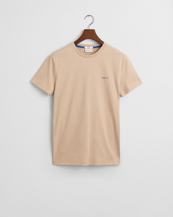 Gant Subtle Contrast Logo Crew Neck T-Shirt Zand
