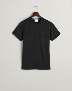 Gant Subtle Contrast Logo Crew Neck T-Shirt Zwart