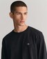 Gant Subtle Logo Embroidery Long Sleeve Round Neck T-Shirt Black