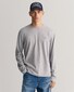 Gant Subtle Logo Embroidery Long Sleeve Round Neck T-Shirt Grey Melange