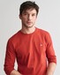 Gant Subtle Logo Embroidery Long Sleeve Round Neck T-Shirt Iron Red