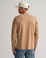 Gant Subtle Logo Embroidery Long Sleeve Round Neck T-Shirt Warm Khaki