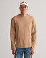 Gant Subtle Logo Embroidery Long Sleeve Round Neck T-Shirt Warm Khaki