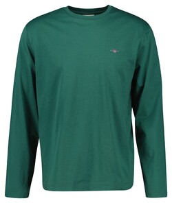 Gant Subtle Logo Embroidery Long Sleeve Round Neck T-Shirt Woody Green