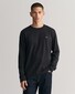 Gant Subtle Logo Embroidery Long Sleeve Round Neck T-Shirt Zwart