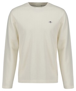 Gant Subtle Textured Long Sleeve Crew Neck T-Shirt Cream