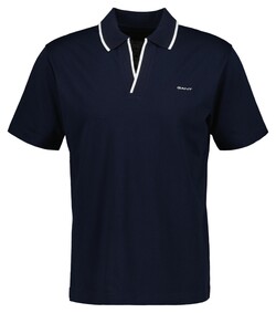 Gant Subtle Tipping No Button Collar Uni Color Polo Avond Blauw