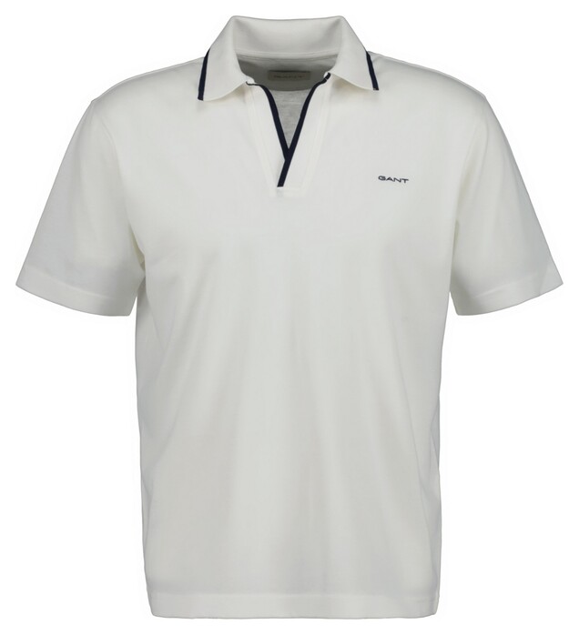 Gant Subtle Tipping No Button Collar Uni Color Polo Eggshell