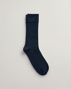 Gant Subtle Two Color Ribbed Knit Socks Evening Blue
