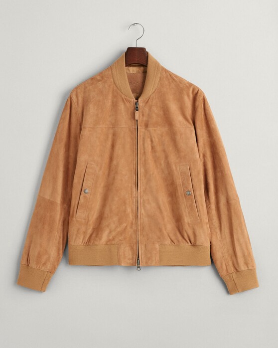 Gant Suede Bomber Jacket Dark Khaki