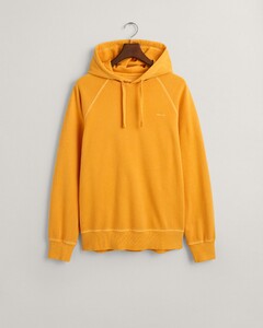 Gant Sunfaded Drawcord Hoodie Subtle Logo Embroidery Pullover Medal Yellow