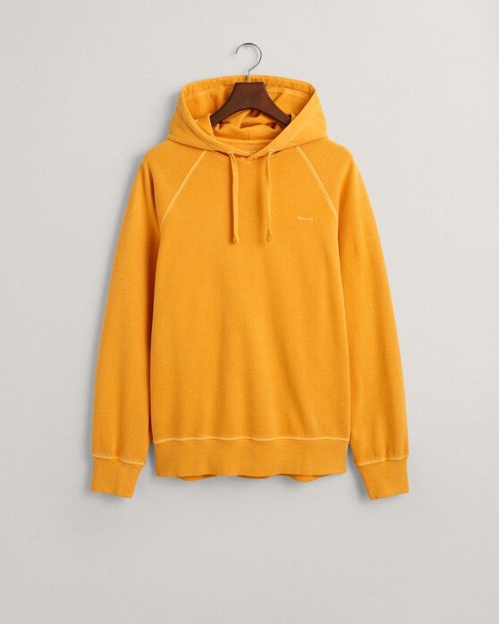 Gant Sunfaded Drawcord Hoodie Subtle Logo Embroidery Trui Medal Yellow
