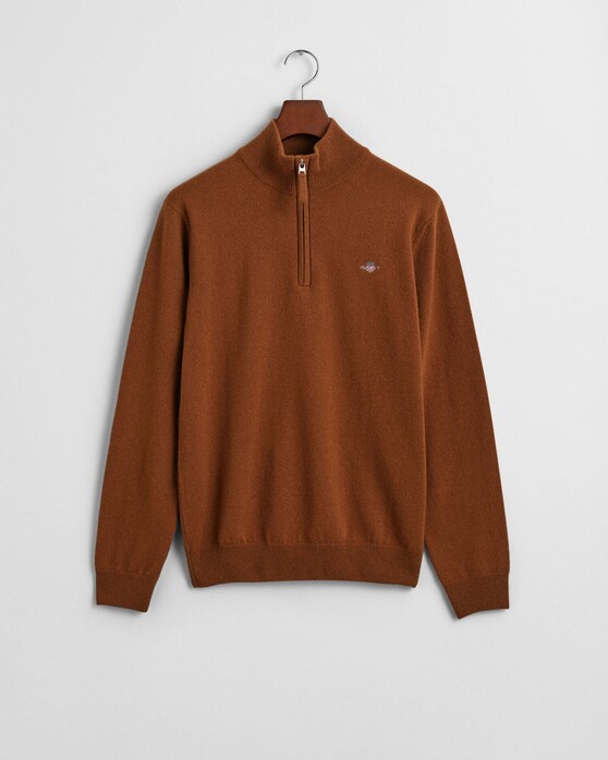 Gant Superfijne Lamswol Half-Zip Trui Cacao