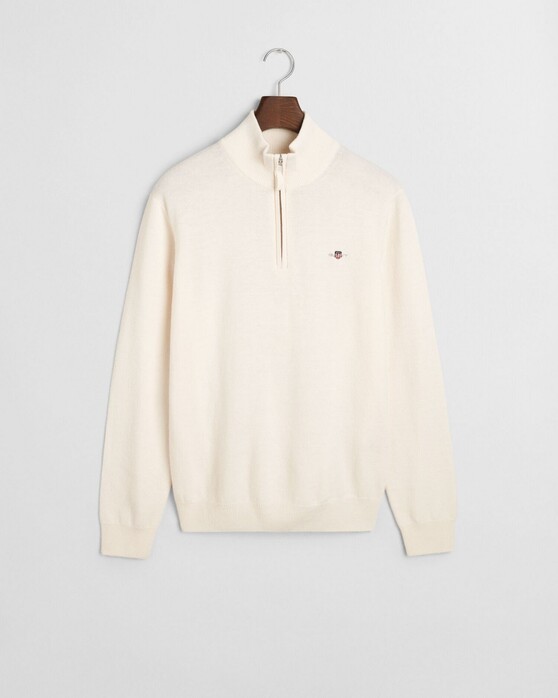 Gant Superfijne Lamswol Half-Zip Trui Cream