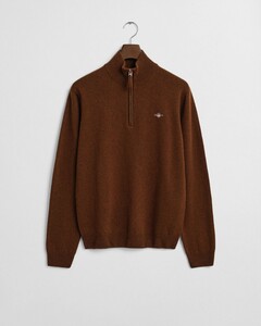 Gant Superfijne Lamswol Half-Zip Trui Mahogany Brown