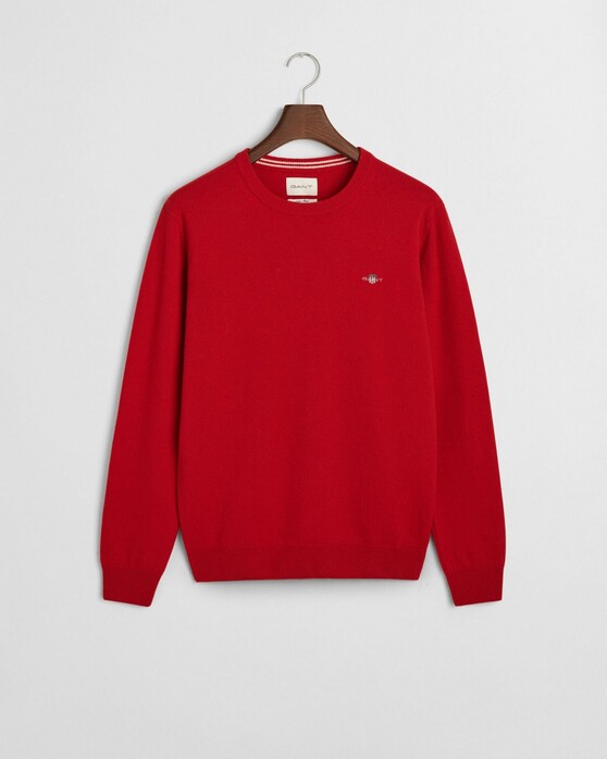 Gant Superfijne Lamswol Ronde Hals Trui Bright Red