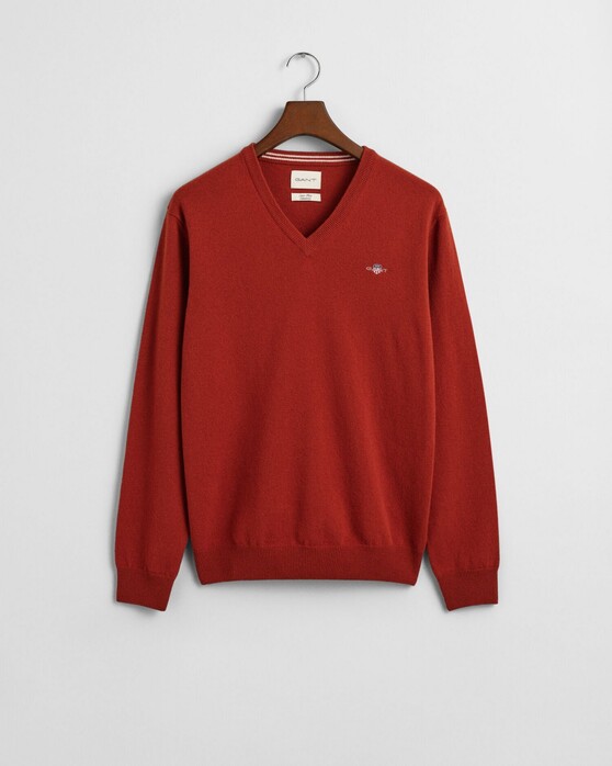 Gant Superfijne Lamswol V-Hals Trui Iron Red