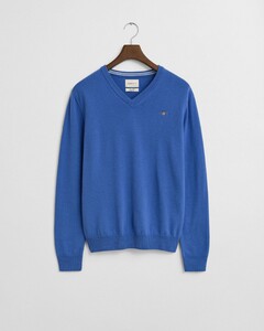 Gant Superfijne Lamswol V-Hals Trui Perfect Blue