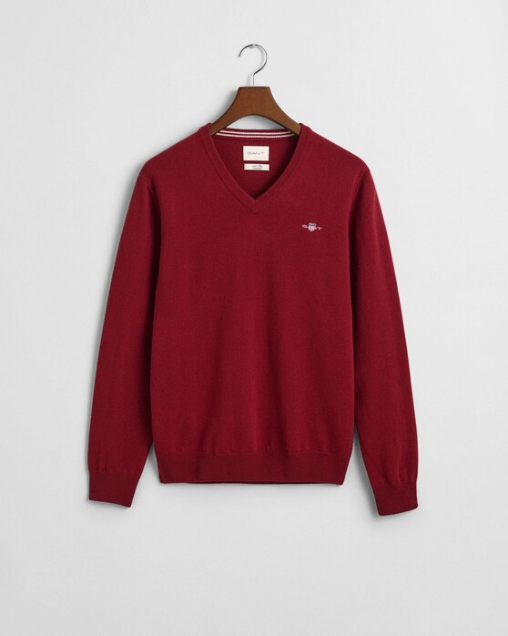 Gant Superfijne Lamswol V-Hals Trui Plumped Red