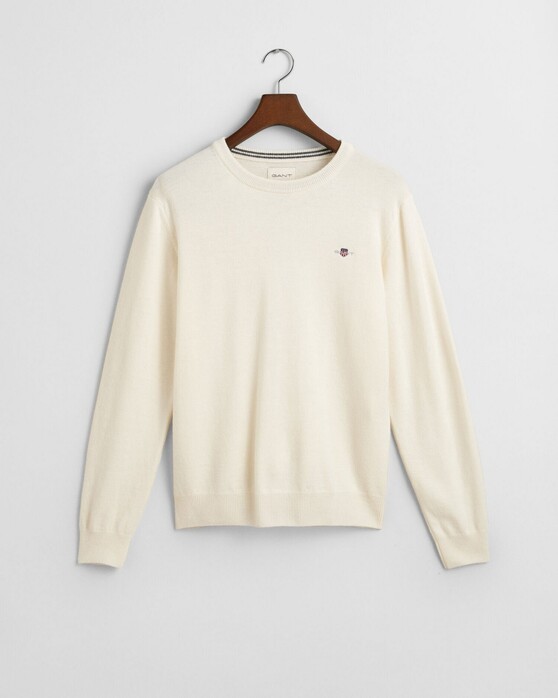 Gant Superfine Lambswool Crew Neck Pullover Cream