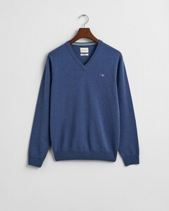 Gant Superfine Lambswool V-Neck Pullover Dark Jeansblue Melange