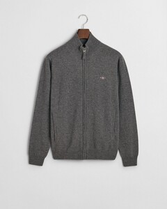 Gant Superfine Lambswool Zip Cardigan Anthracite Grey