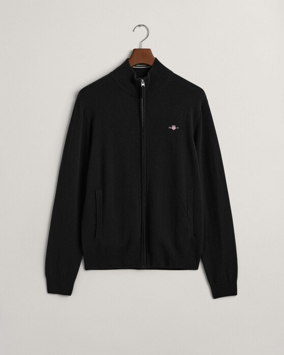 Gant Superfine Lambswool Zip Cardigan Black