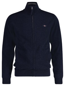 Gant Superfine Lambswool Zip Cardigan Dark Navy Melange