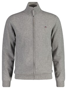 Gant Superfine Lambswool Zip Cardigan Grey Melange