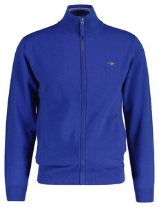 Gant Superfine Lambswool Zip Cardigan Rich Blue