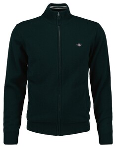 Gant Superfine Lambswool Zip Cardigan Tartan Green