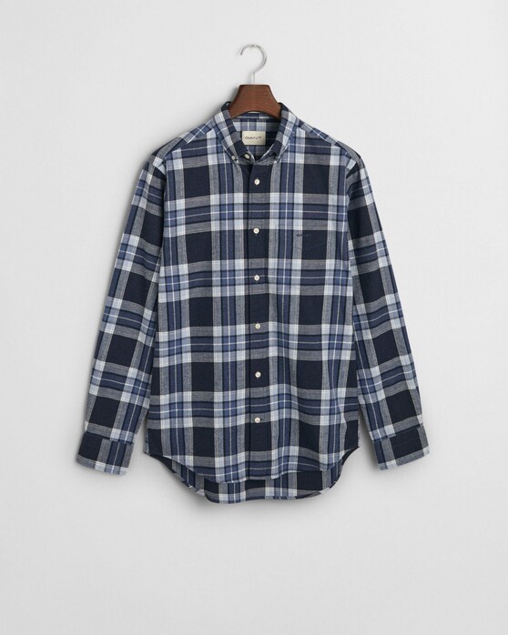 Gant Tartan Melange Check Flanel Overhemd Avond Blauw