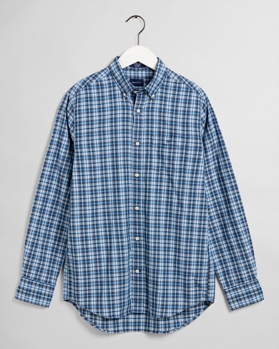 Gant Tech Prep Oxford Indigo Check Overhemd Pacific Blue