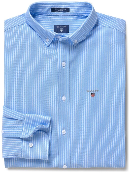 Gant Tech Prep Piqué Stripe Shirt Capri Blue